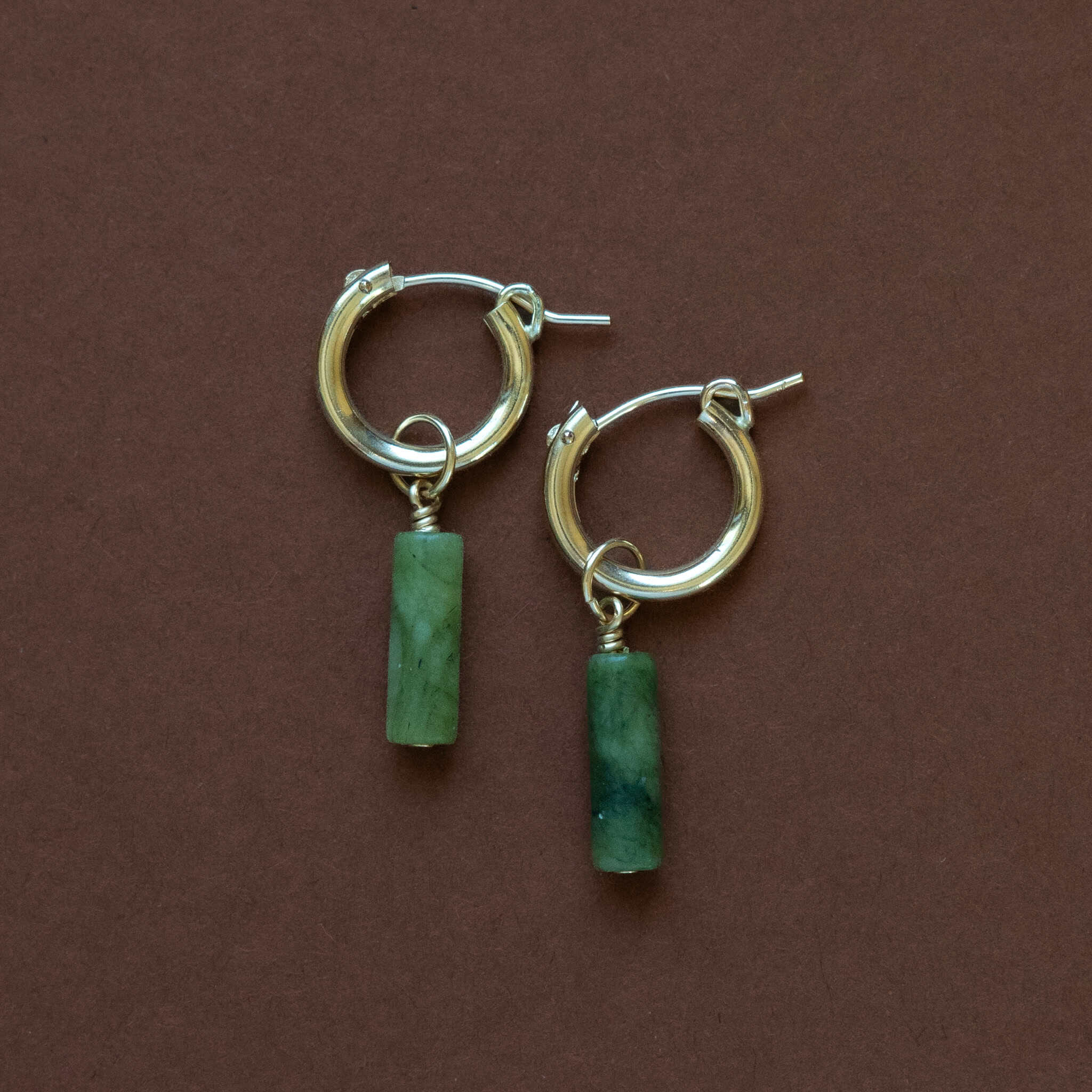 Olive Jade Hoop Charms