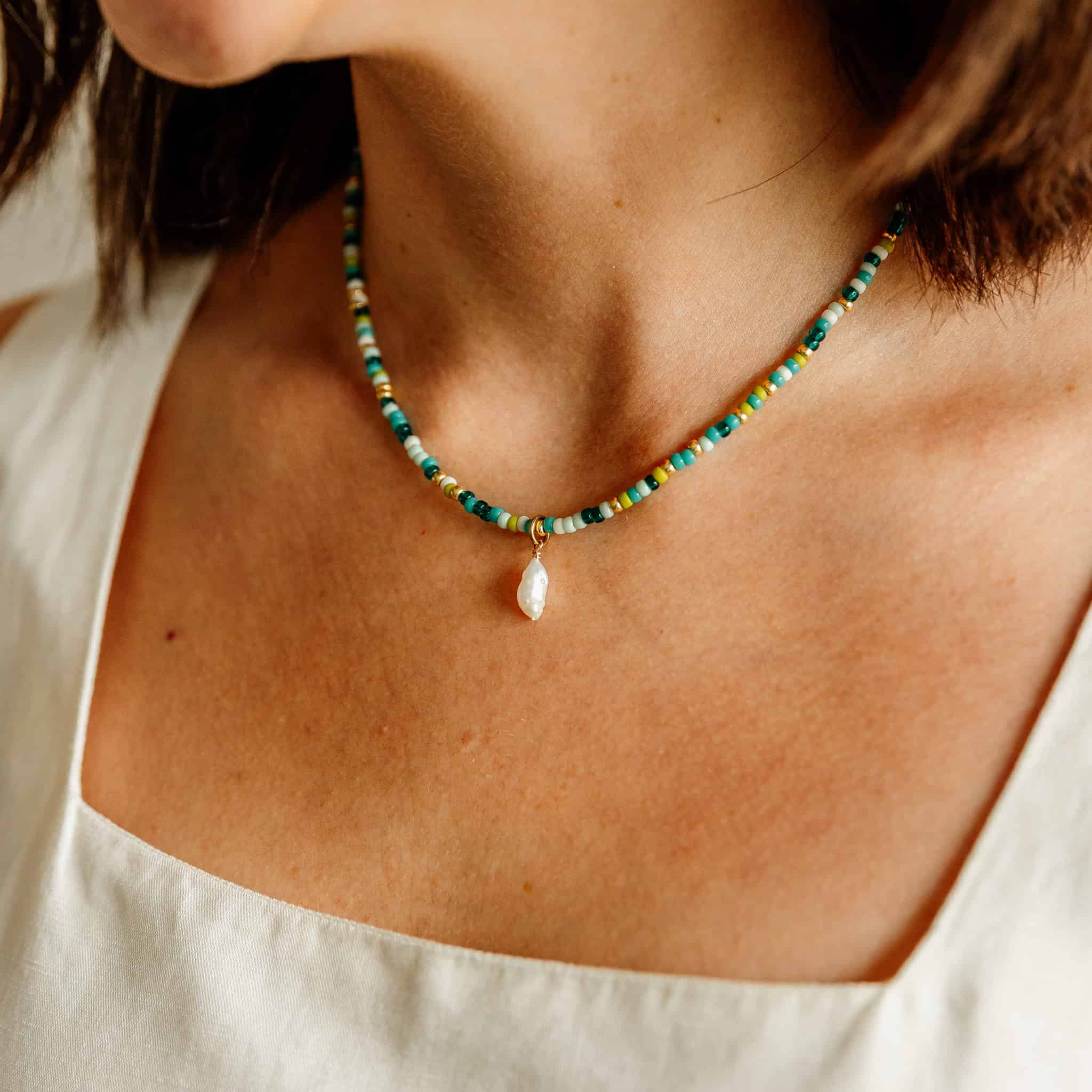 Vintage Skinny Pearl Necklace Charm
